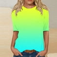 thumbnail image 2 of TSADFHJI Hauts d'Hiver pour Femmes Formels Hauts Adaptés Col Rond Manches Mi-Longues Blouse Imprimée Confortable T-Shirts m Vert Menthe, 2 of 4
