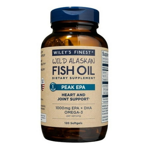 Wiley's Finest Wild Alaskan Fish Oil, Peak EPA, 120 Softgels