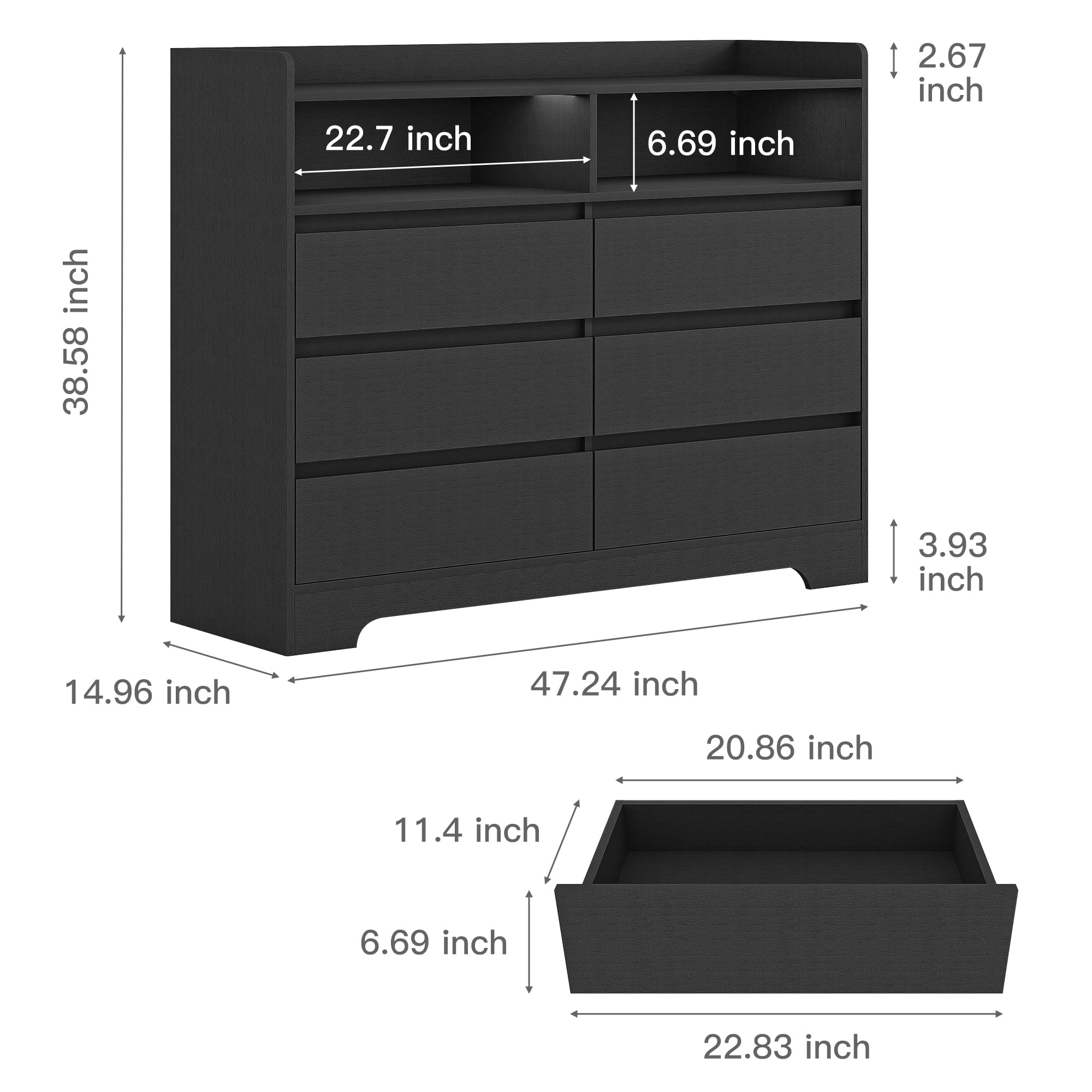Finihen 6 Drawer Dresser, Modern Chest of Drawers with Led Lights, Wooden Dresser for Bedroom with Sturdy Frame for Living Room, Entryway, Hallway, Black-M Finihen 6 Drawer Dresser, Modern Chest of Drawers with Led Lights, Wooden Dresser for Bedroom with Sturdy Frame for Living Room, Entryway, Hallway, Black-M