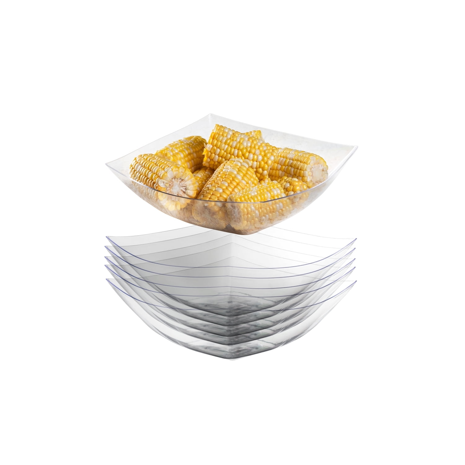 Clear Plastic Square Serving Bowl - 3 Pack - Lids (128 oz. Bowl) 1 Count - Luxury Disposable Tableware for Wedding's - Posh Setting
