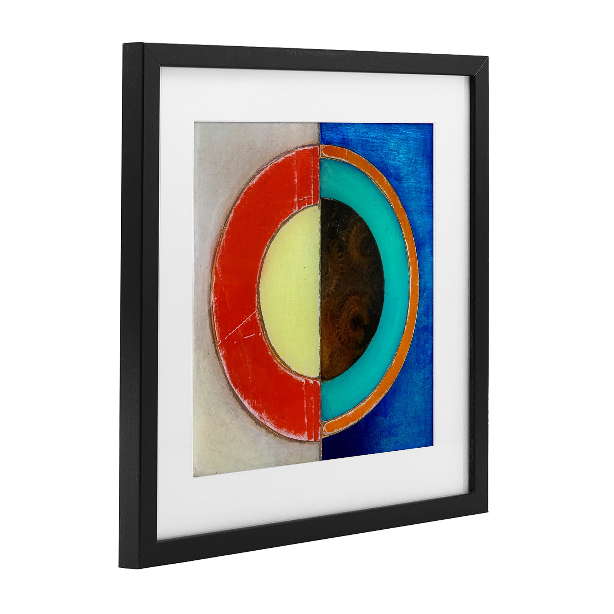Stupell Industries Round Structured Color Block Black Framed Print Under Glass, design by Matthew Finger