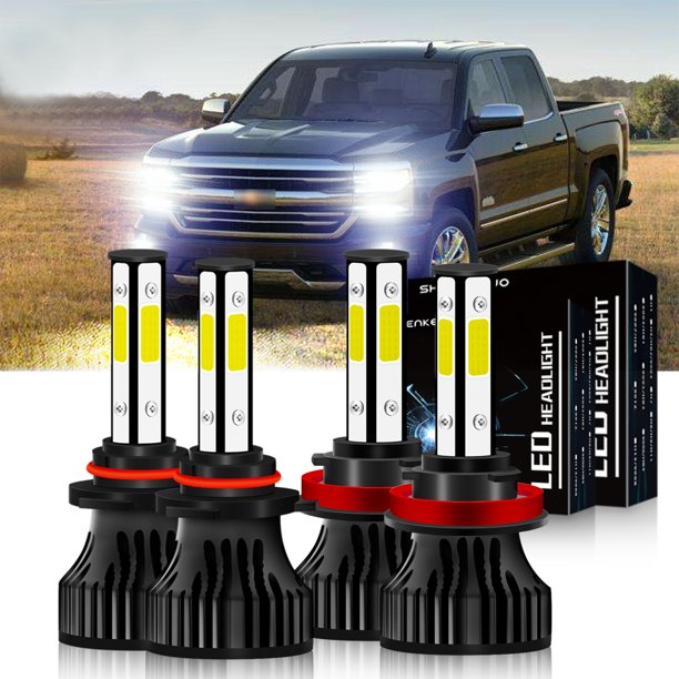 H11 9005 Headlights for 2007-2013 2014 2015 Chevy Silverado 1500 2500 Hd Low Beam/LED High Beam
