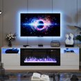 thumbnail image 2 of oneinmil Fireplace TV Stand with 36" Electric Fireplace, LED Light Entertainment Center, Modern Wood Texture Highlight Storage Cabinet for TVs Up to 80", 70 inches,White, 2 of 4