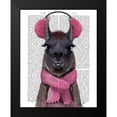 thumbnail image 2 of Fab Funky 20x24 Black Modern Framed Museum Art Print Titled - Chilly Llama, Pink, 2 of 5