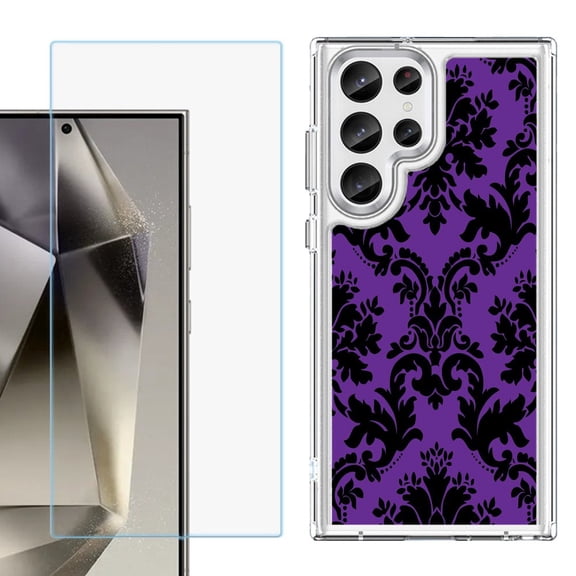 Phone Case for Samsung Galaxy S26 Ultra, with Screen Protector, by OneToughShield - Victorian Purple/Black