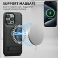 thumbnail image 4 of Dteck for iPhone 15 Pro Max Case, iPhone 15 Pro Max Magnetic Case Compatible with MaSafe Wireless Charging, Slim Retro Leather Logo View Shockproof Protective Cover with Invisible Stand, Black, 4 of 4