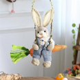 thumbnail image 3 of Easter Straw Bunny Figurine, Straw Rabbit on Carrot Swing, B, 3 of 5
