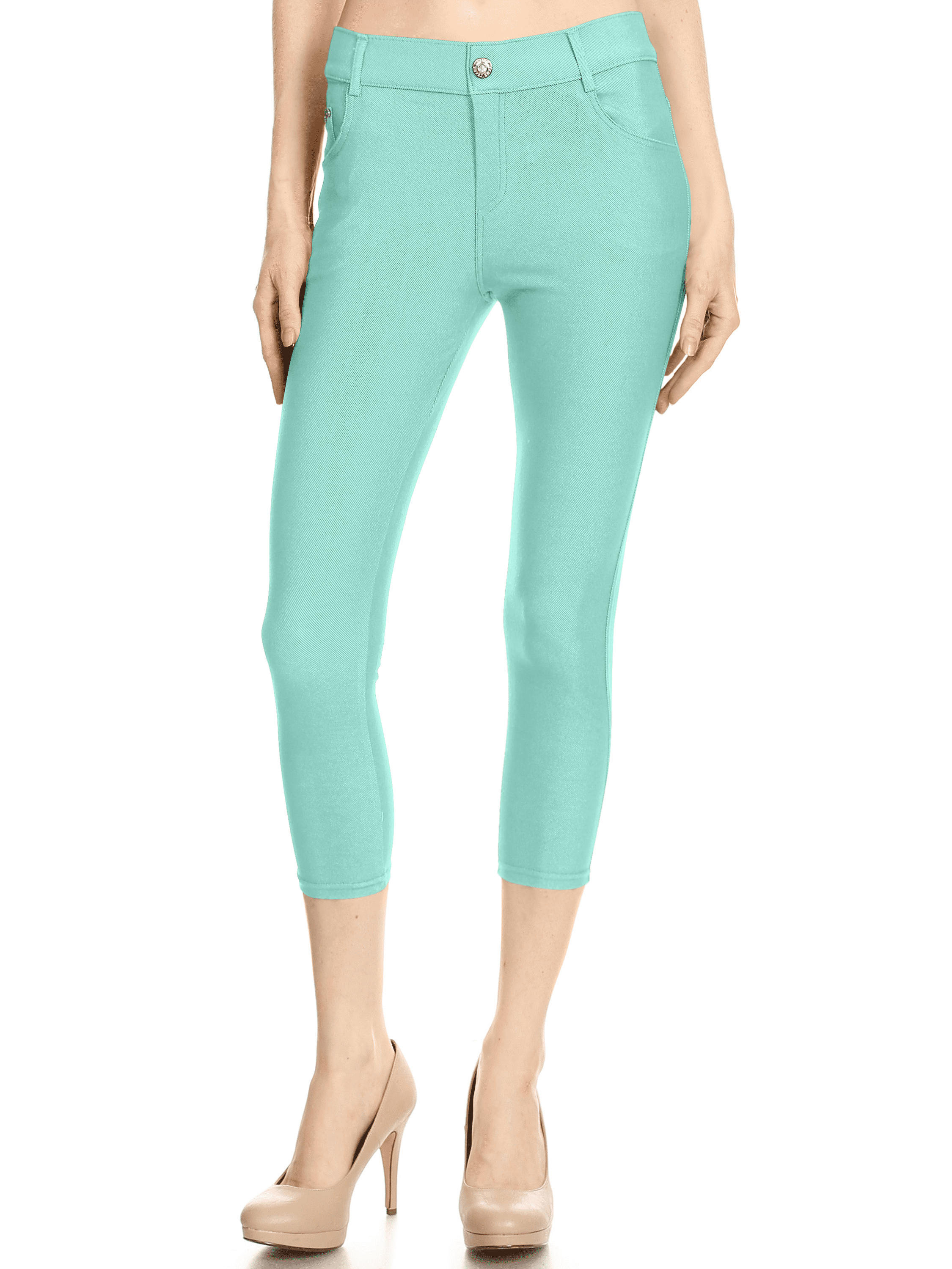 Simlu Capri Jeggings for Women Pull On High Waisted Jeggings Skinny