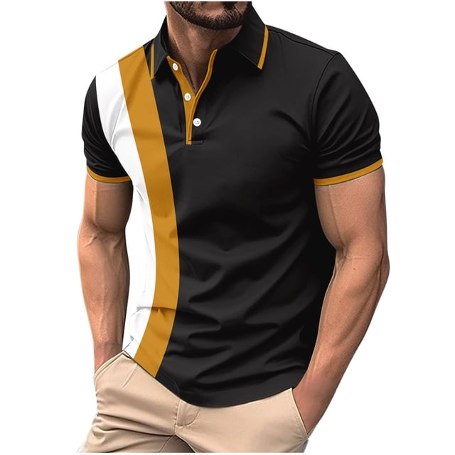 Mefallenssiah Hauts pour Hommes Col Clair pour Hommes de Couleur à Manches Courtes Haut à Manches Courtes Col Rabattu Blouse