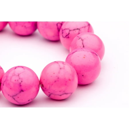 - Round - Shaped Pink Imitation Turquoise Beads Semi Precious Gemstones Size: 16x16mm Crystal Energy Stone Healing Power for Jewelry Making