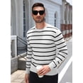 thumbnail image 5 of COOFANDY Men's Striped Crewneck Sweaters Long Sleeve Knit Pullover Lightweight Slim Fit Sweater, 5 of 8