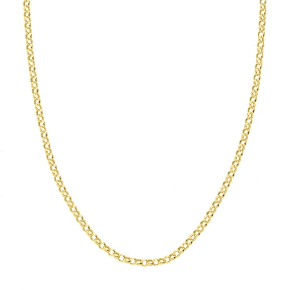 Honey Crush Real 14K Yellow Gold Polished Hollow Rolo Chain (3.75mm, 18in)