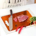 thumbnail image 4 of Kitchen Cutting Board, Stainless Steel Orange Red Durable Chopping Board, Butcher Block Board with Easy Grip Handle for Meat, Fruit, Vegatable, Cheese (14 x 10 inch), 4 of 6