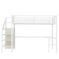 thumbnail image 5 of JERFIT Queen Loft Bed with L-shaped Desk, USB, Wardrobe, LED, White Wood, 5 of 10