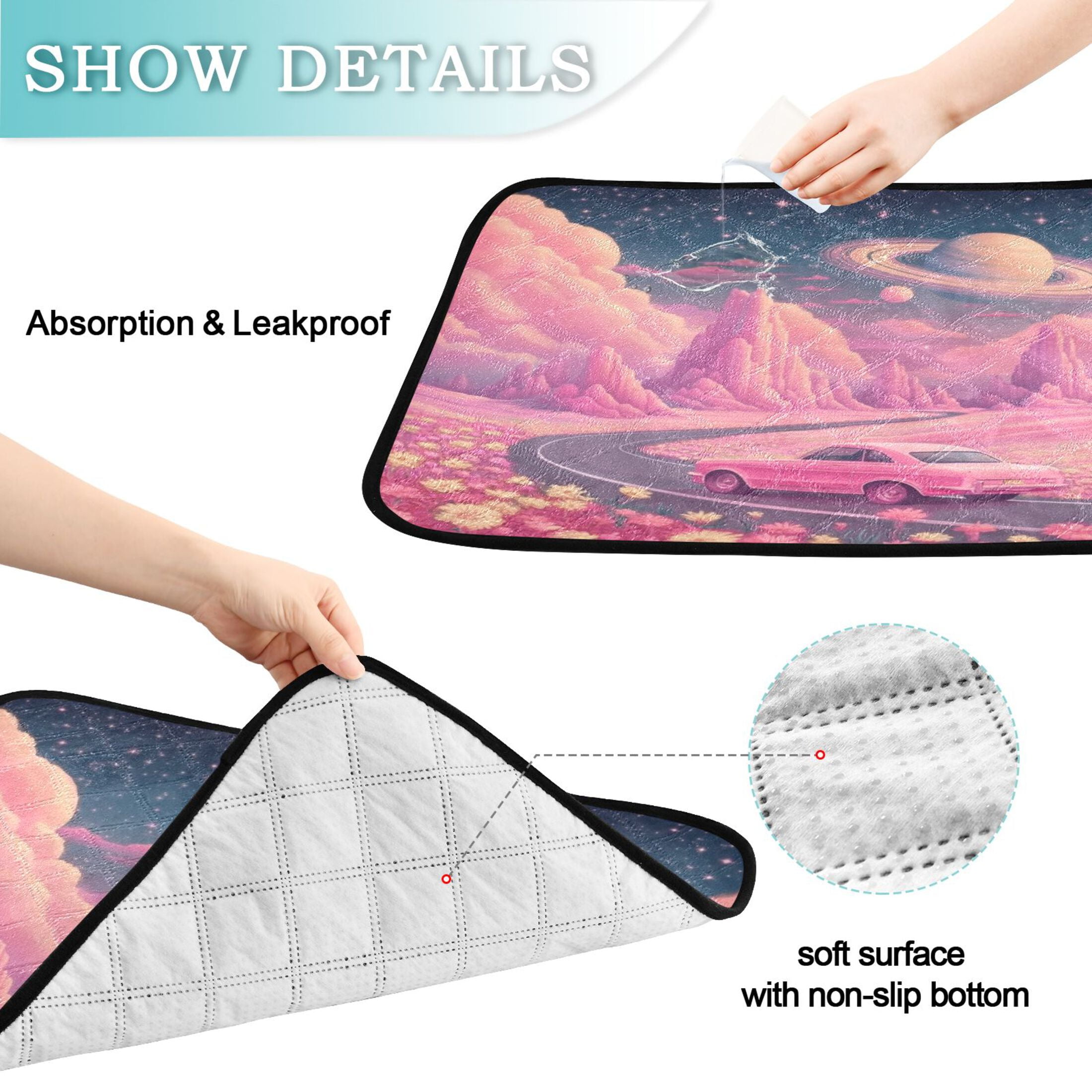 Washable Pet Pee Pads with Super Absorbent Reusable Training Pads for Dogs & Cats A Pink Landscape