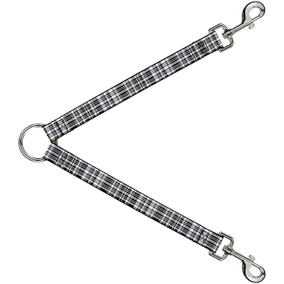 Dog Leash Splitter Plaid Black White 1 Foot Long 1 Inch Wide