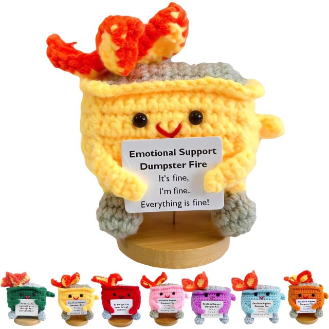 Muñeca de Crochet adorable XINYU Dumpster Fire con tarjeta de aliento regalo para mujeres cumpleaños y Navidad amarillo