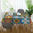 thumbnail image 5 of Coolnut Mexican Talavera Rectangle Tablecloth, Dust Proof Anti Wrinkle Wipeable Table Cloth Tabletop foration of Dinner Kitchen Wedding Holiday Party 54"x54" Decor Gift, 5 of 7