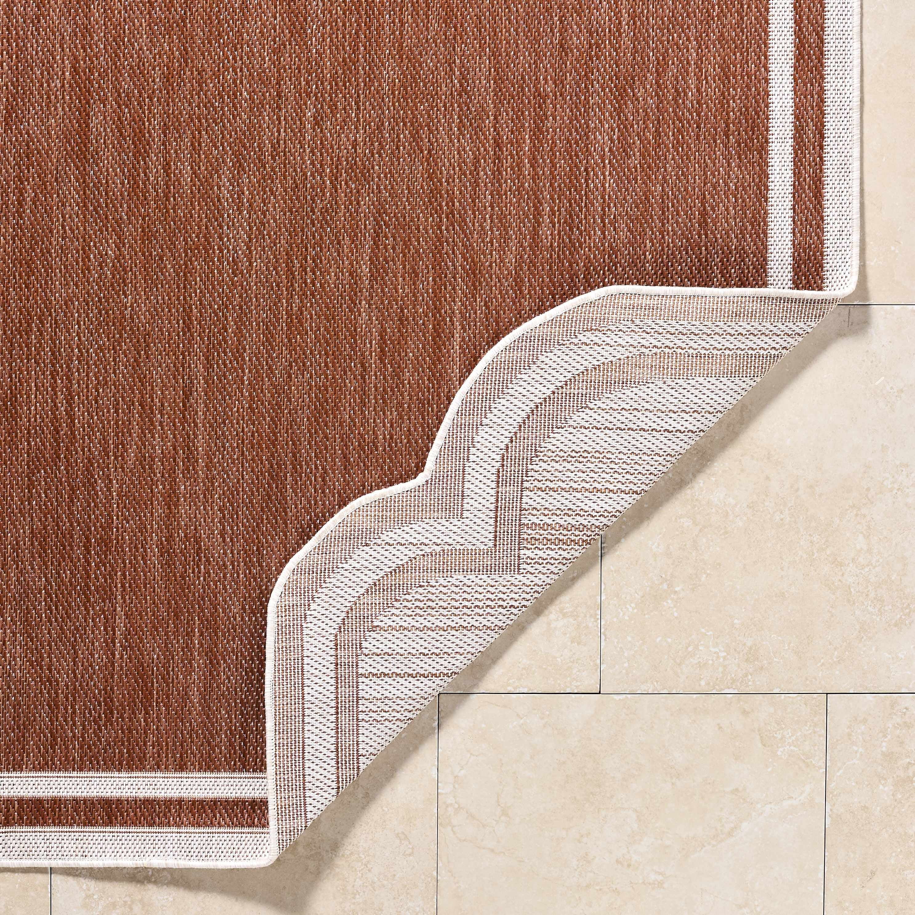 BoutiqueRugs Arnola Traditional Runner Rug - Outdoor Safe - Burnt Orange, Cream - 2'7" x 7'3" Runner