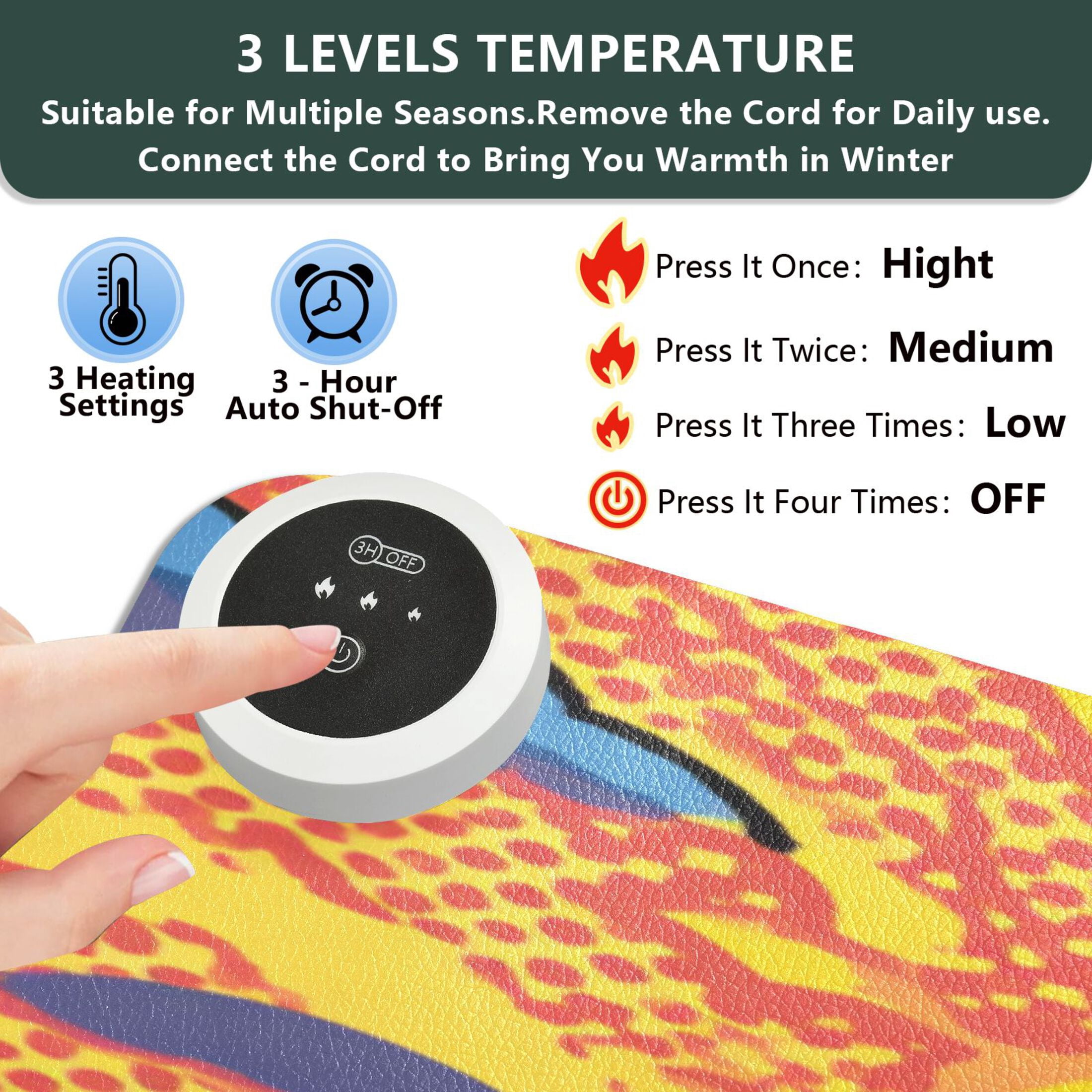Large Heated Desk Mat Mouse Pad 31.5"x13"PU Leather Graphene Heating Desk Warmer with 3 Temperature Settings 110V US Plug Non-Slip Warm Pad for Home, Office, and Gaming Cartoon Cool Pink Cat