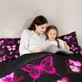 thumbnail image 5 of Manfei Cartoon Butterfly Child Full Size Comforter Sets, Neon Black Pink Bedding Comforter Set, Cute Dreamy Animal Reversible Bedding Sets, Breathable Home Decor, 3 Pieces, 5 of 9