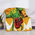 thumbnail image 3 of Yiaed Cool Dinosaur Playing Guitar Print Blanket Throw Blanket Soft Cozy Flannel Blanket for Home Bed Sofa Couch Chair-60"x50", 3 of 6
