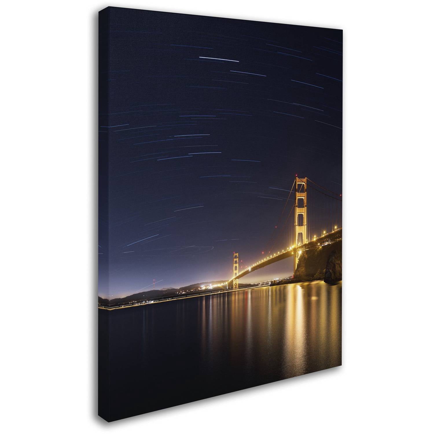 Trademark Fine Art "Golden Gate and Stars" Canvas Art by Moises Levy