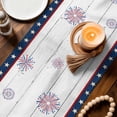 thumbnail image 3 of Independence Day Table Runner 72 Inches, American Flag Star Floral Gray Wood Bed Runner Dresser Scarves Tabletop for Indoor Outdoor Parties/Ceremony/Banquet, 16" x 72", 3 of 9