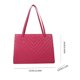 thumbnail image 2 of Bolso de hombro acolchado para mujer Bolso de mano de gran capacidad de cuero PU (Rojo rosa), 2 of 3