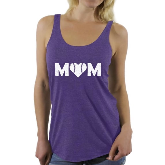 Awkward Styles Women's Baseball Mom Heart Graphic Racerback Tank Tops White Heart Mother's Day Gift