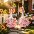 thumbnail image 5 of SHENGXINY Porch Goose Outfit, Floral Lace Ruffle Dress with Matching Lace-Trimmed Hat for Summer Yard Porch Decor Multicolor 23 in, 5 of 8
