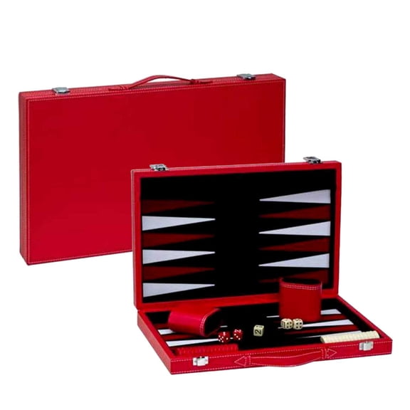 BACKGAMMON SET IN STYLISH RED LEATHERETTE | ELEGANCE IN EVERY MOVE | CLASSIC GAMING REIMAGINED | CHIC CONTRAST BACKGAMMON | BACKGAMMON SET BOARD GAME |