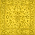 thumbnail image 1 of Ahgly Company Machine Washable Indoor Square Medallion Yellow Traditional Area Rugs, 5' Square, 1 of 4