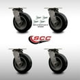 thumbnail image 2 of 6 Inch 316SS Rubber on Aluminum Swivel Caster Set w/Roller Bearings&Swivel Lock, 2 of 2