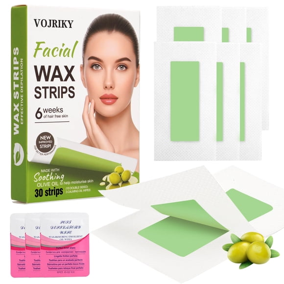 Tiras de cera depilatoria Vojriky para rostro y cuerpo de mujer