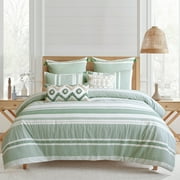 Levtex Home - Pickford Green - Decorative Pillow (12 x 24in.) - Tufted Geometric - Taupe, Green and White