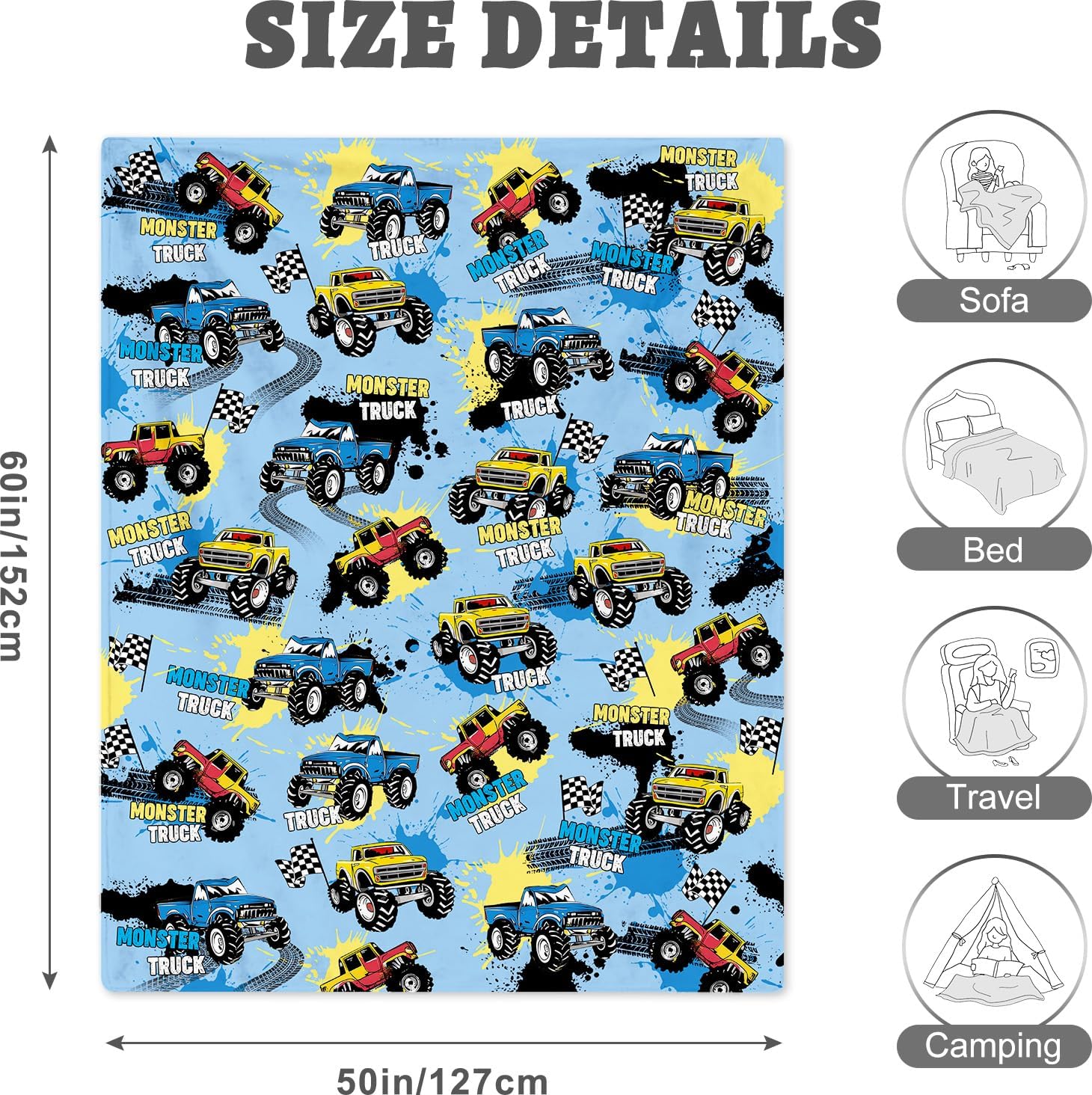 Kuscheln Dinosaur Blanket, Educational Gifts for Dinosaur Lovers Children Boy Girl, Dinosaurs Throw Blanket Ultra-Soft Skin-Friendly for Sofa Bed Home Dino Room Decor