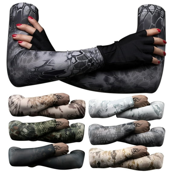 dianhelloya arm sleeves for men 1 Pair Outdoor Sports Camouflage Anti-UV Elastic Cooling Compression Arm Sleeves