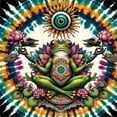 thumbnail image 2 of Ambesonne Trippy Duvet Cover Set, Psychedelic Frog Esoteric, Calking, Lime Green Apricot Teal, 2 of 5