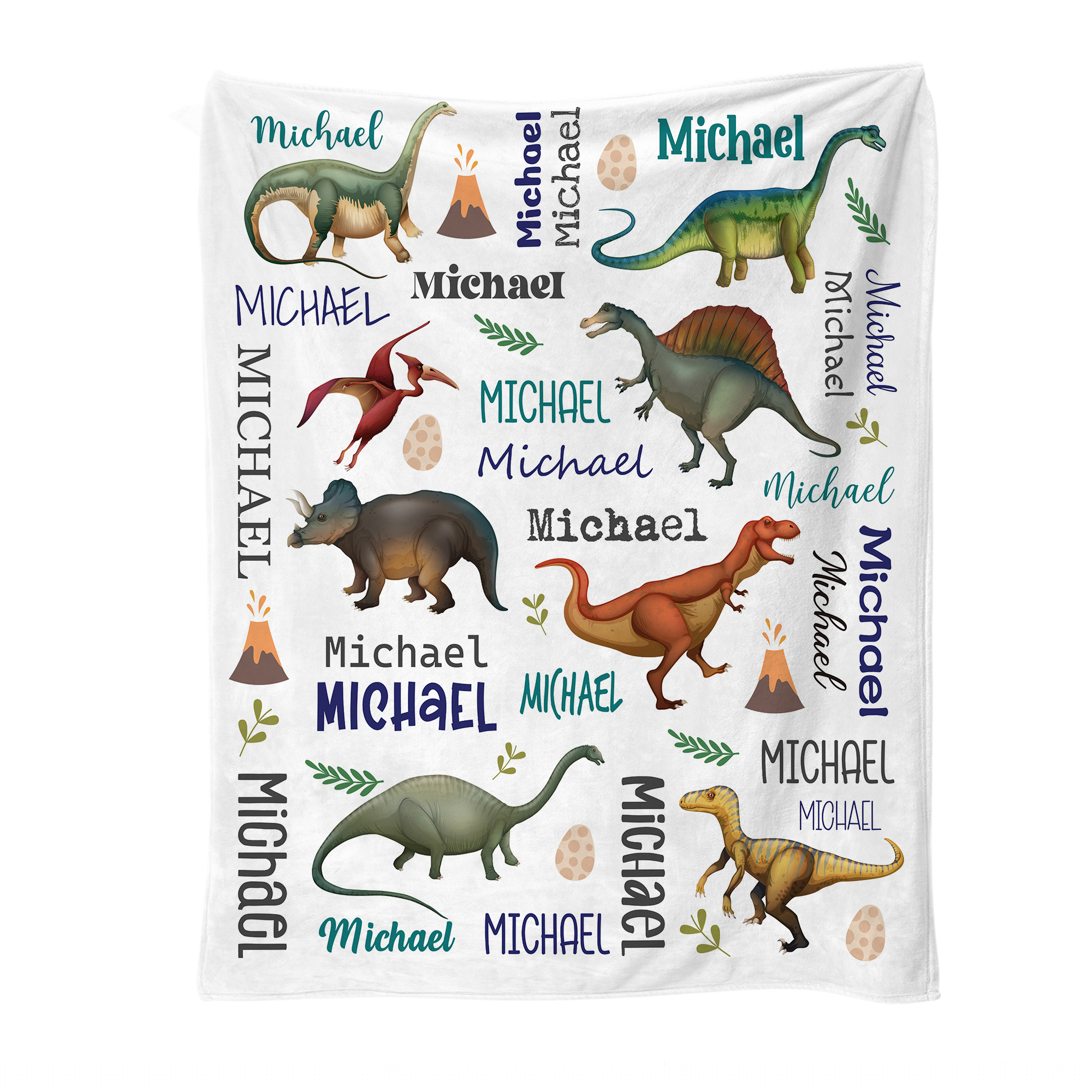 thumbnail image 4 of JML USA Personalized Flannel Throw, Custom Text Blanket, Multiple Sizes for Adults, Kids & Pets, 2nd Day Shipping, Dinosaur Animals Customized blanket, 4 of 5