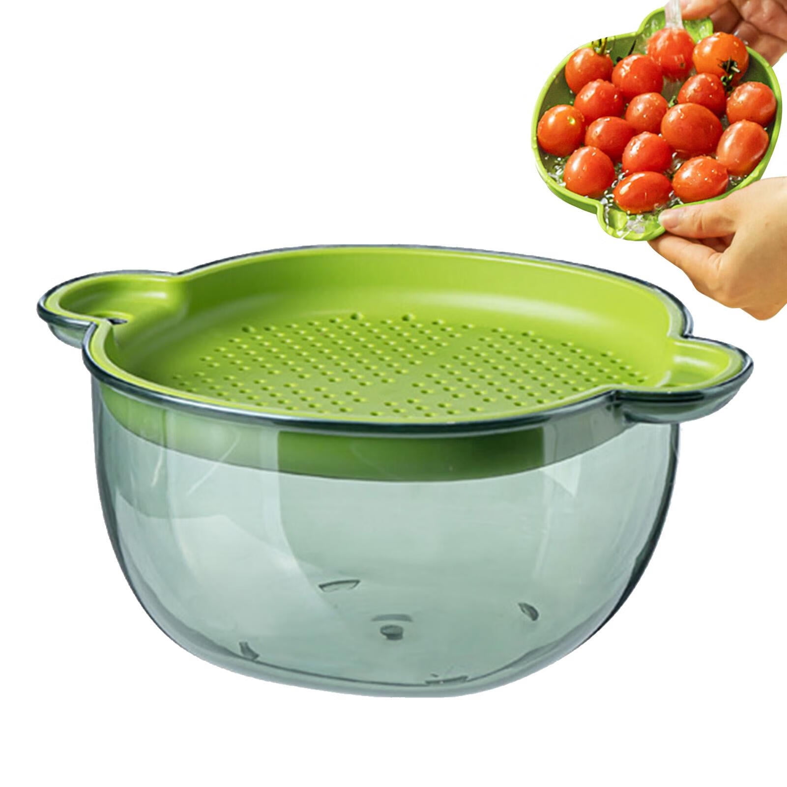 Rice Washer Strainer Bowl | Hanging Kitchen Transparent Colander Bowl with  Lid | Pasta Draining Basket with Handles, Household Fruit Vegetable Washing  Basin 