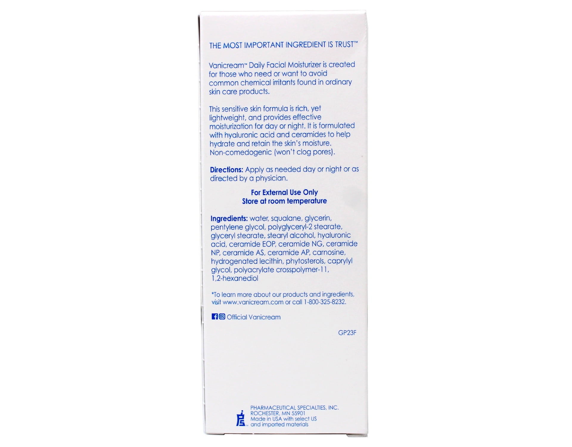 3 Pack - Vanicream Daily Facial Moisturizer For Sensitive Skin, Hyaluronic Acid & Ceramides 89 ml / 3 oz