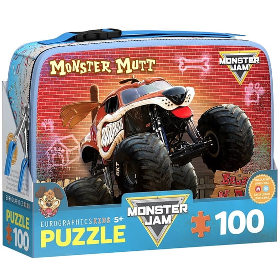 Eurographics: Monster Jam Puzzle & Lunch Bag - Monster Mutt - 100 Piece Jigsaw & Insulated Zipper Food Box Set, Dog-Themed Truck Licensed, Kids 5