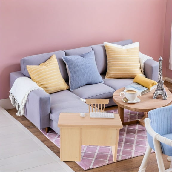 Tineasur Dollhouse Furniture Set, Beige Wooden and Resin, Portable and Versatile, 1Set