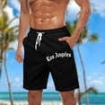 thumbnail image 2 of ctdiral Big and Tall Beach Shorts for Man Summer Loose Fit Drawstring Lounge Shorts Letter Print Straight Leg Short Pants with Pockets, 2 of 5