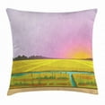 thumbnail image 1 of Colorful Throw Pillow Cushion Cover, Sunset Scenery and Landscape with a Small River and Reeds Grunge Look Countryside, Decorative Square Accent Pillow Case, 24 X 24 Inches, Multicolor, by Ambesonne, 1 of 2