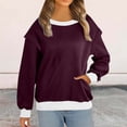thumbnail image 2 of hotojiny Women Long Sleeve Sweatshirt Crew Neck Casual Lightweight Tunic Tops Colorblock Loose Pullover Tops with Pocket, 2 of 6
