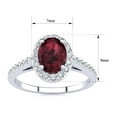 thumbnail image 5 of SuperJeweler 1 Carat Oval Shape Garnet and Halo Diamond Ring In Sterling Silver For Women, 5 of 6