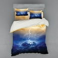 thumbnail image 2 of Ambesonne Nature Bedding Set 3 Pcs, Big Bolt Hits Planet, Twin, Yellow Blue, 2 of 3