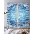 thumbnail image 4 of Summer Ocean Coral Sheer Curtains 96 Inch Long 2 Panels, Nautical Coastal Watercolor Blue Teal Sea Waves Light Filtering Rod Pocket Curtains, Sheer Voile Drapes for Living Room Bedroom, 52"x96", 4 of 8